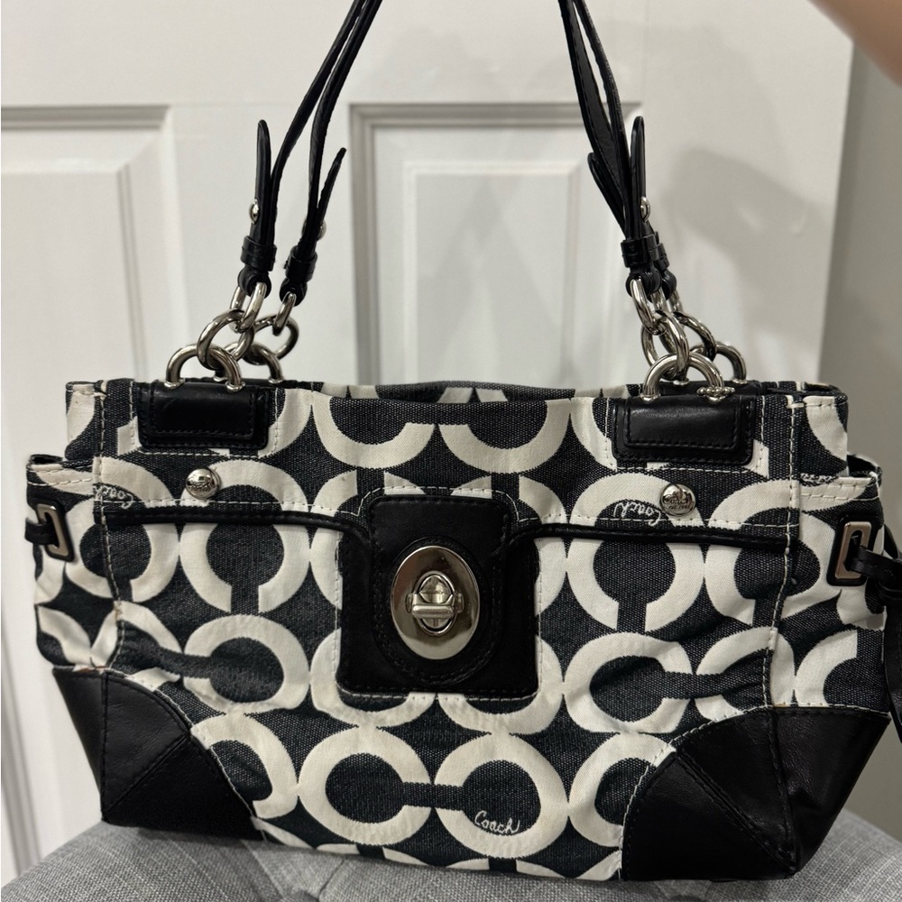 Coach Monochrome Patterned Shoulder Bag